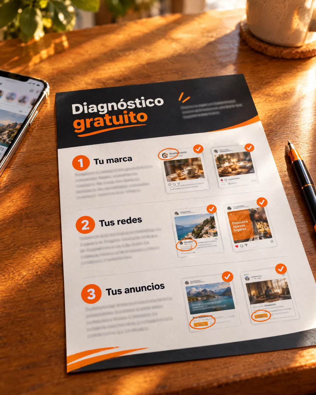 Informe de diagnóstico de una página sobre un escritorio